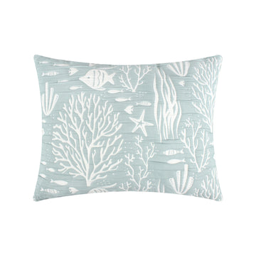 Home Coastal Paradise Woven Jacquard Matelasse Pillow Sham, Standard, Marina Seafoam