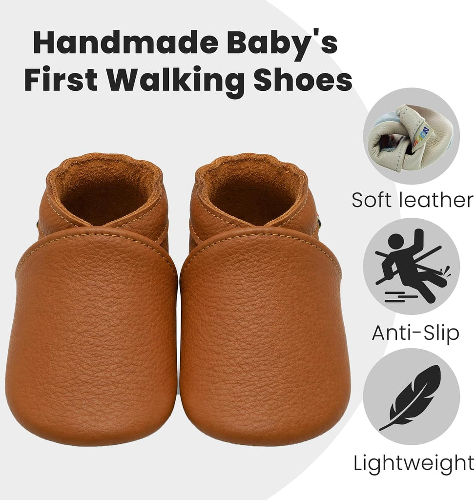 Leather Baby Shoes Soft Sole Baby Moccasins for Boys Girls