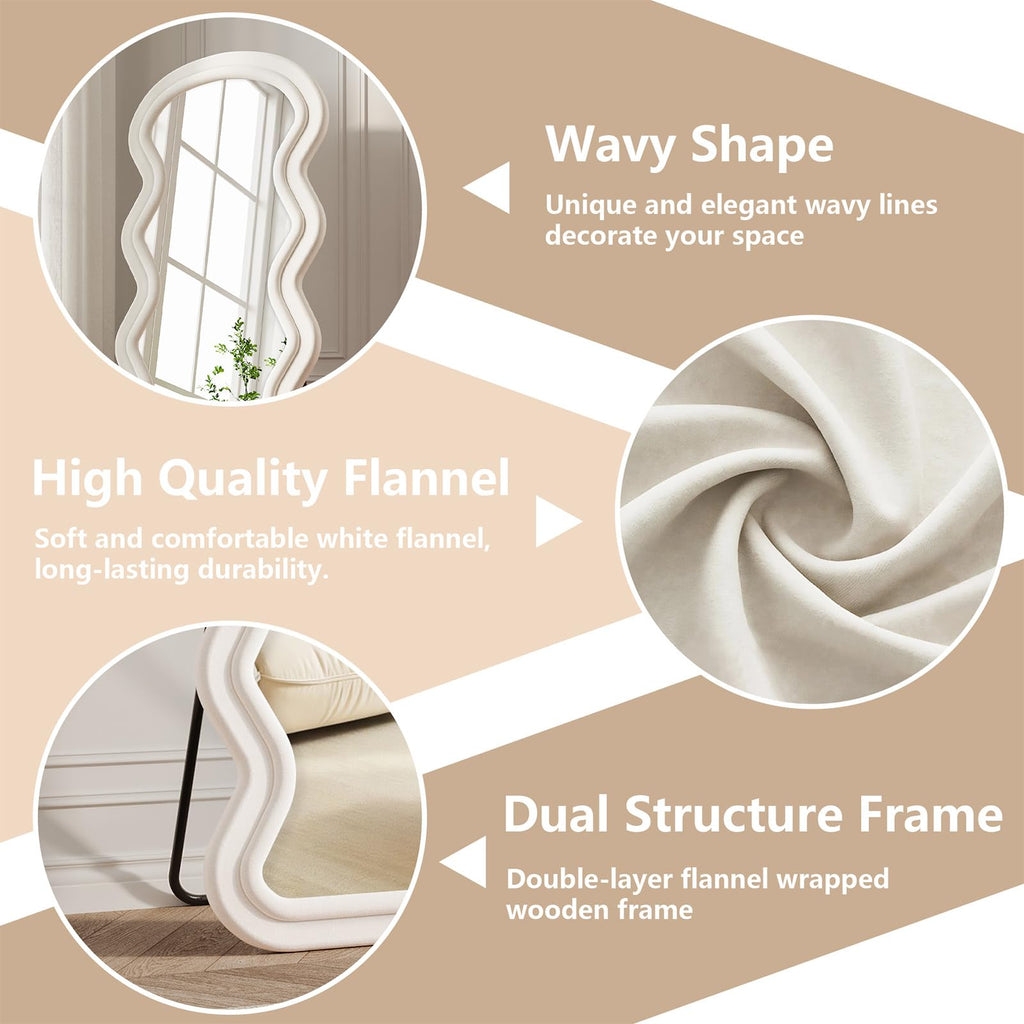 Full Length Mirror, 63"x24" Wavy Full Body Mirror Flannel