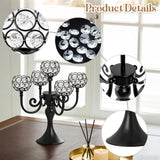 5 Arm Metal Crystal Candelabra Centerpiece - 13.4 Inch Elegant Candle Holder with Crystal Beadsable Decoration (2