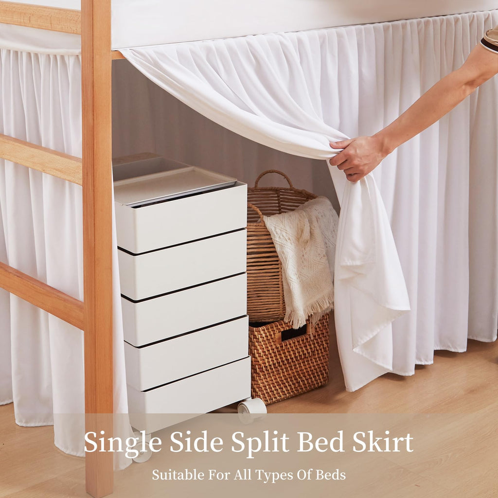 Dorm Bed Skirt, Twin XL with 32 Inch Drop, White