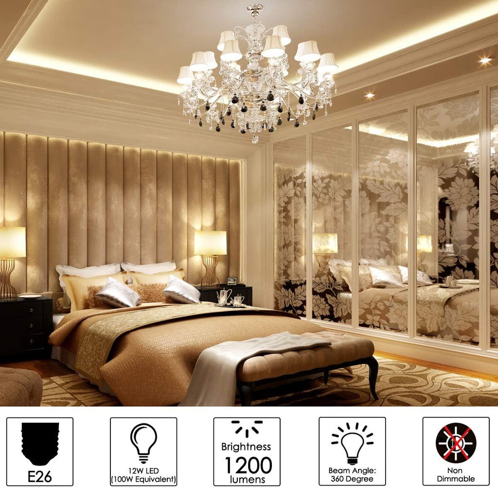 LED Light Bulb 100w Equivalent 1200 Lumen 6000K Cool Daylight White 12W LED Super Bright Bulb E26 Base Non-Dimmable