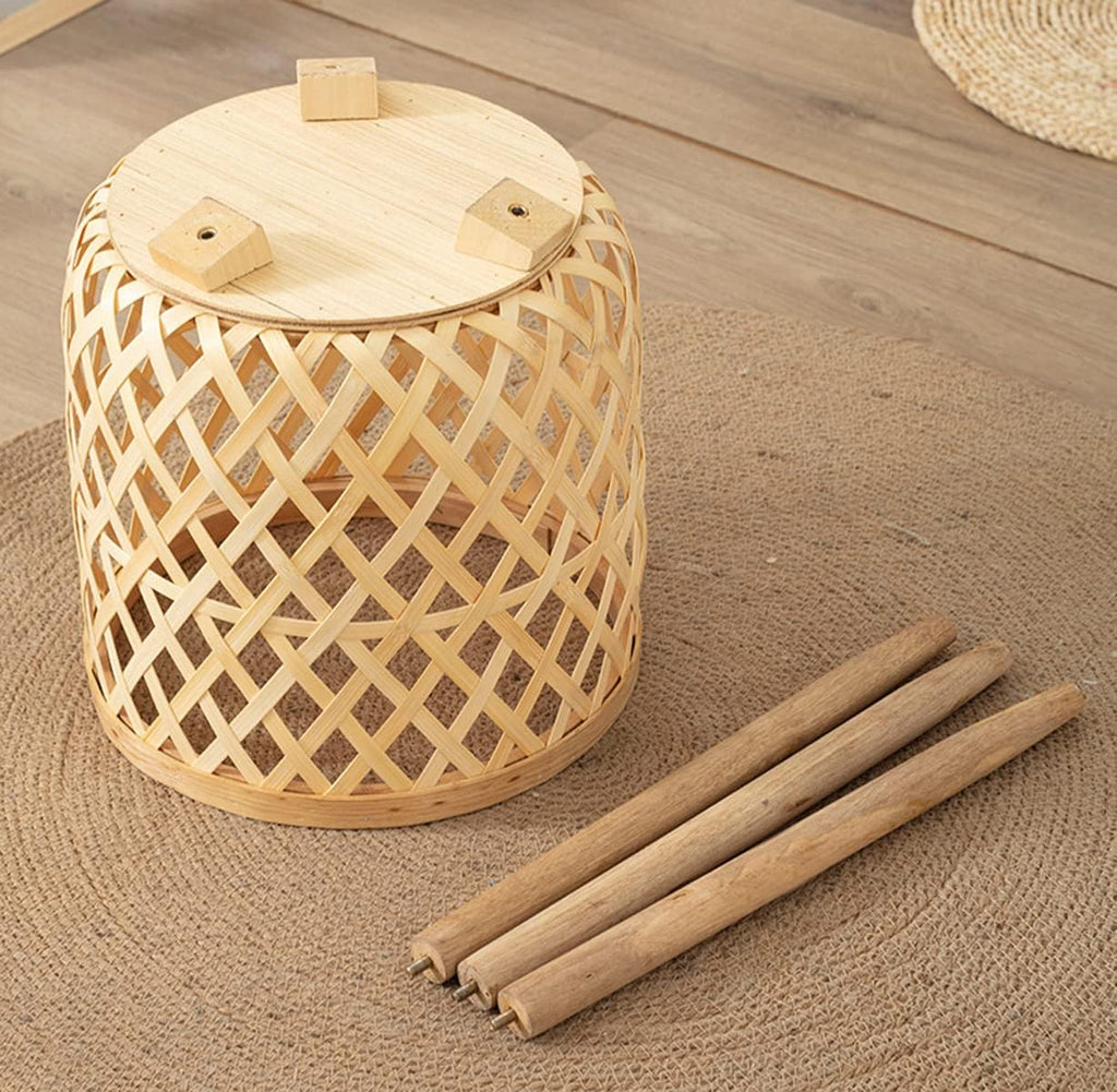 Set of 2 Handmade Mid Century Modern Planter, Rustic Indoor Rattan Basket Flower Pot Plant Stand, Large Floor Planter