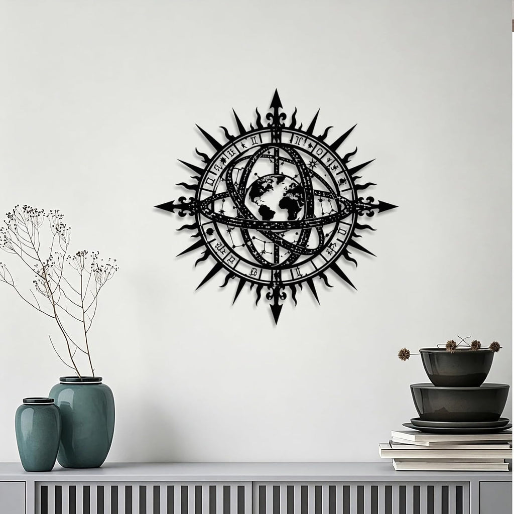 Celestial Globe Armillary Sphere Metal Wall Art Metal Signs Metal Outdoor Decor Wall Art Decor Vintage Gothic Artwork