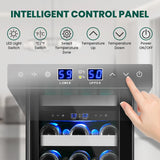 15 Inch Wine and Beverage Refrigerator,13 Bottle & 48 Cans Black Dual Zone Bever