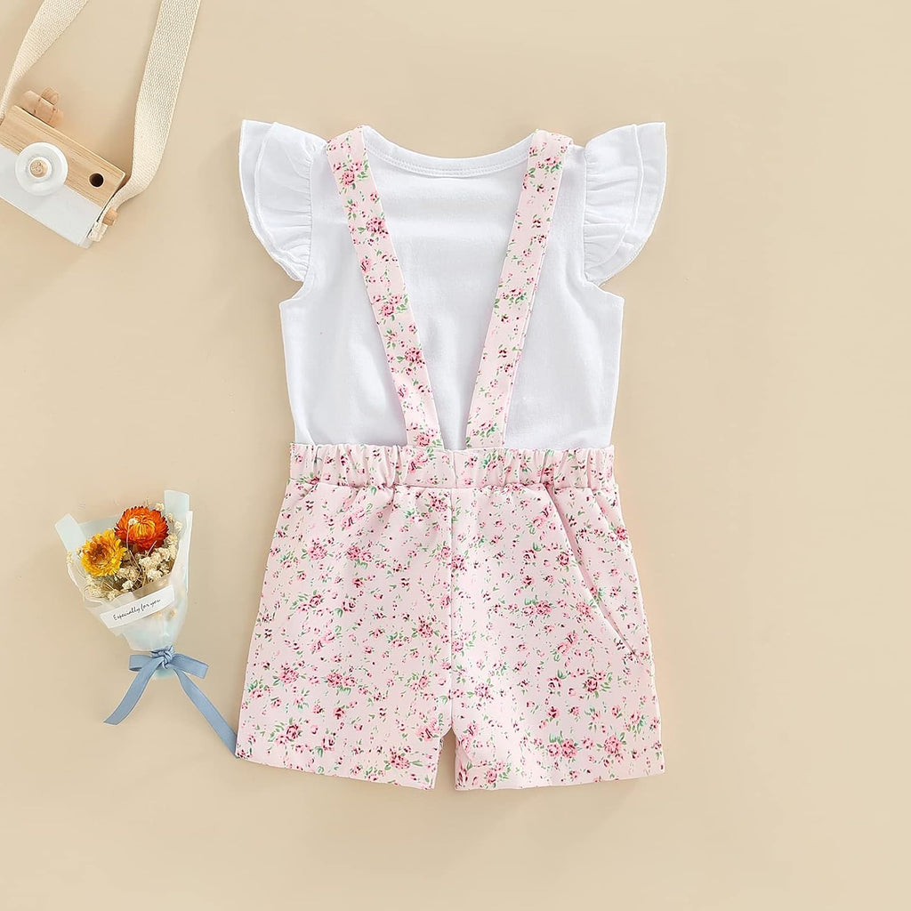 Baby Girl Summer Clothes T-Shirt Tops Suspender Overalls Shorts Toddler Infant Outfit
