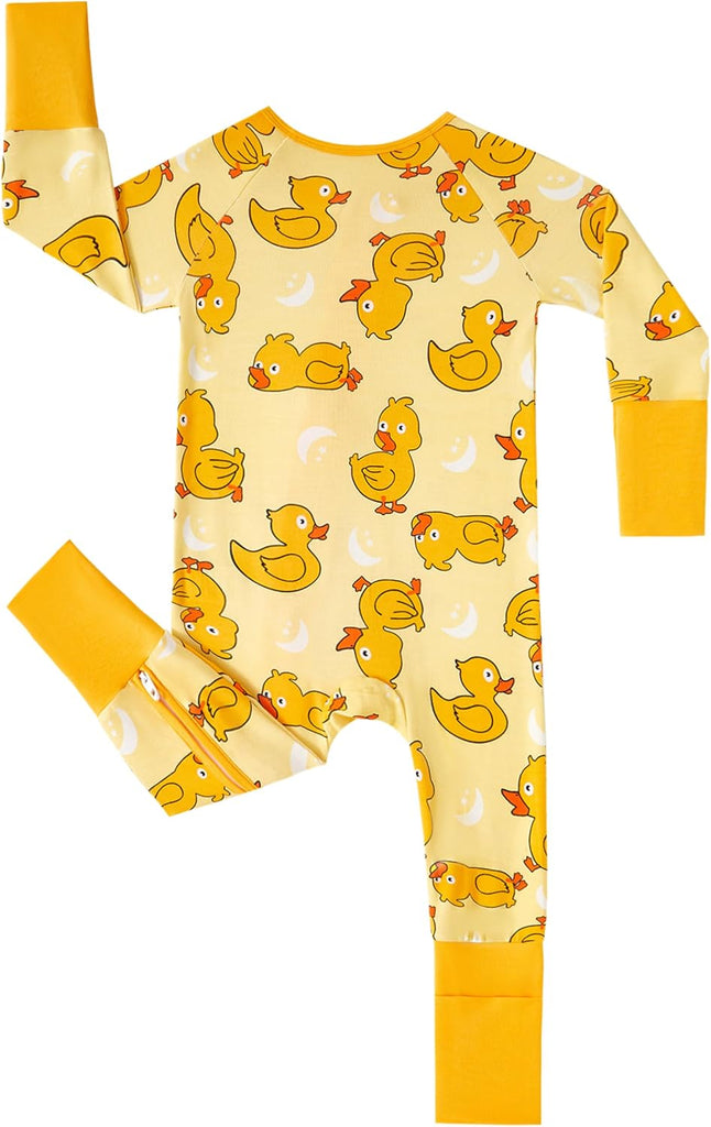 Bamboo Viscose Baby Footies with Mitten Cute Prints Long Sleeve Romper Jumpsuit Toddler One-Piece Outfits