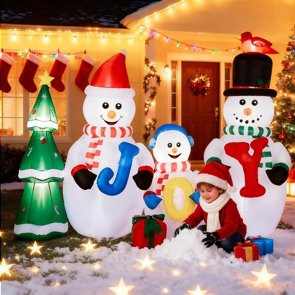 8FT Christmas Inflatables Snowman Family Outdoor Decoration