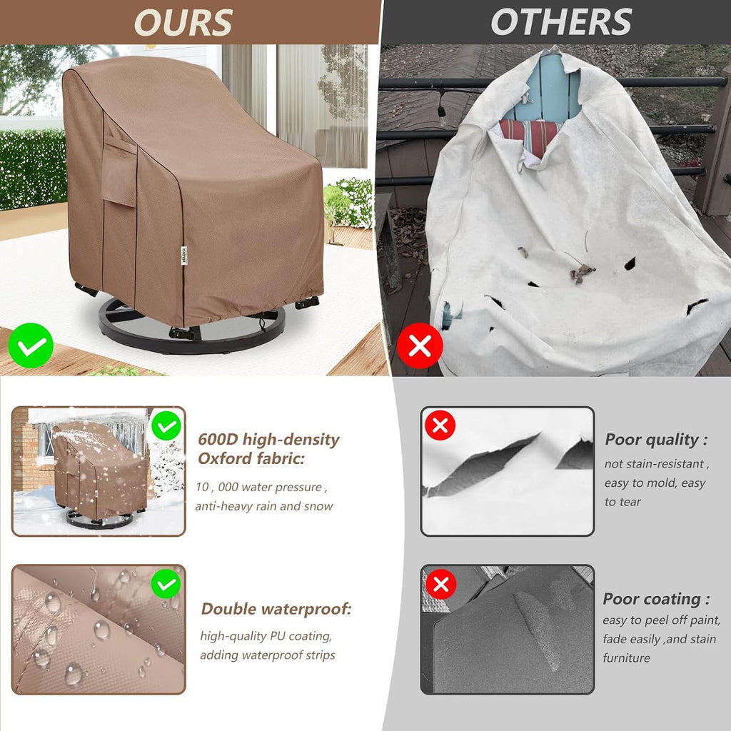 Patio Chair Covers for Outdoor Furniture Waterproof 4 Pack, Heavy Duty Waterproof Outdoor Swivel Chair Cover (30"W