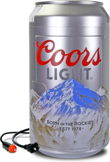 Coors Light Mini Fridge - Refrigerator for Bedroom Office, Portable Table Top Beverage Cooler, 12V 110V Refrigerador