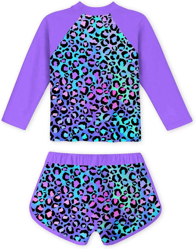 Girls 2 Pieces Rash Guard Swimsuit Long Sleeve Tankini