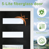 36" x 80" Fiberglass Entry Door, Modern Front Door with Vinyl Frame & Brickmould, Black Finished Knock-Down Fiberglass