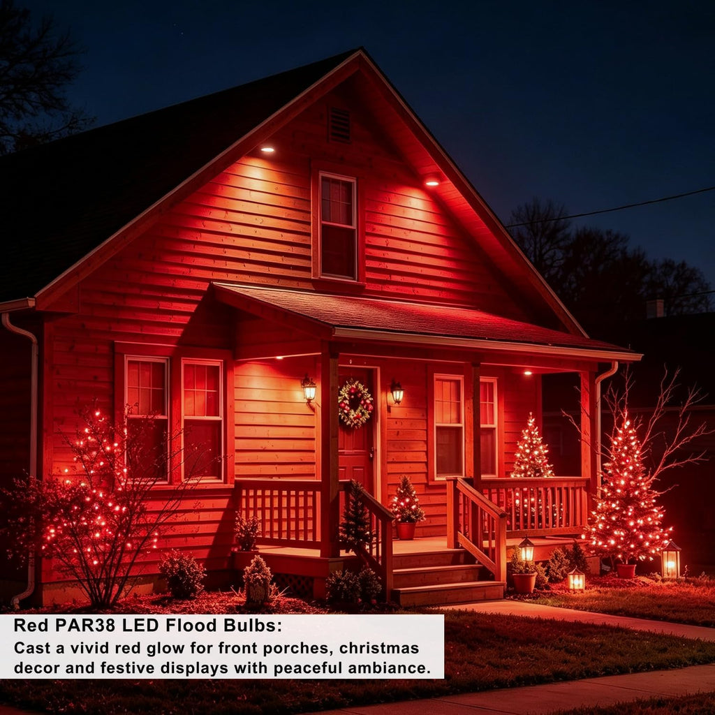 PAR38 Outdoor Flood Light Bulb Red Dimmable Waterproof 15W 120V