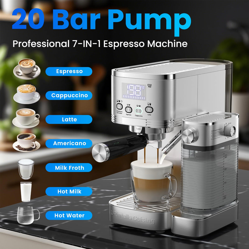 Espresso Machine with Stepless Adjustment Milk Frother
