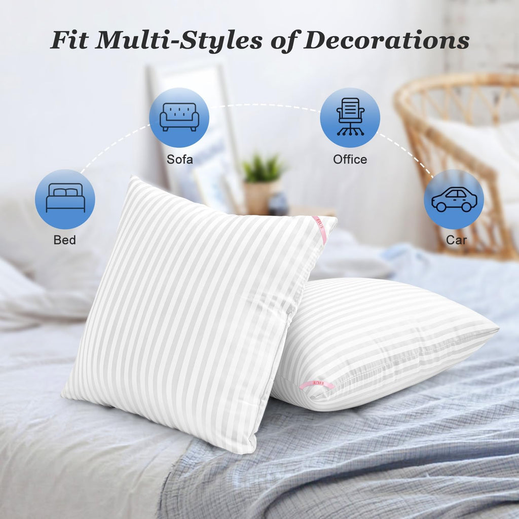 Throw Pillow Inserts, Machine Washable Pillows,Premium Polyester Fiber Fill for Sofa Bed & Decorative Cushions - Set of 2