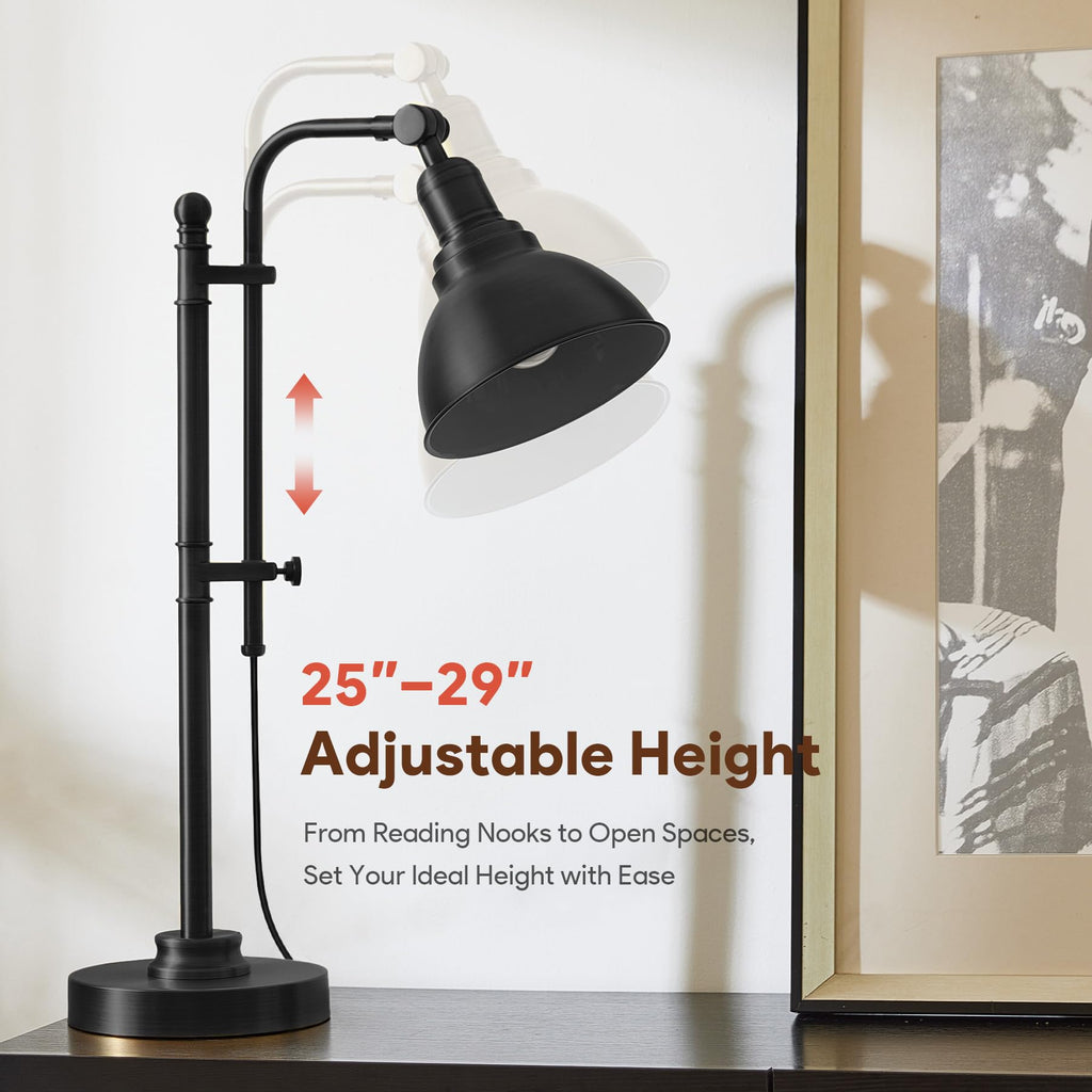 Rustic Desk Lamp, Adjustable Industrial Table Lamp