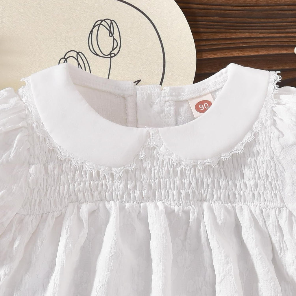 Baby Girl Summer Outfits Smocked Tops Shorts Set With Headband