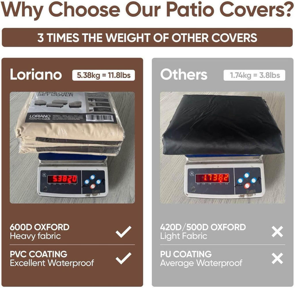 Patio Furniture Cover Set, 4 Piece Outdoor Furniture Cover Waterproof, 600D Heavy Duty Lawn Patio Set Covers
