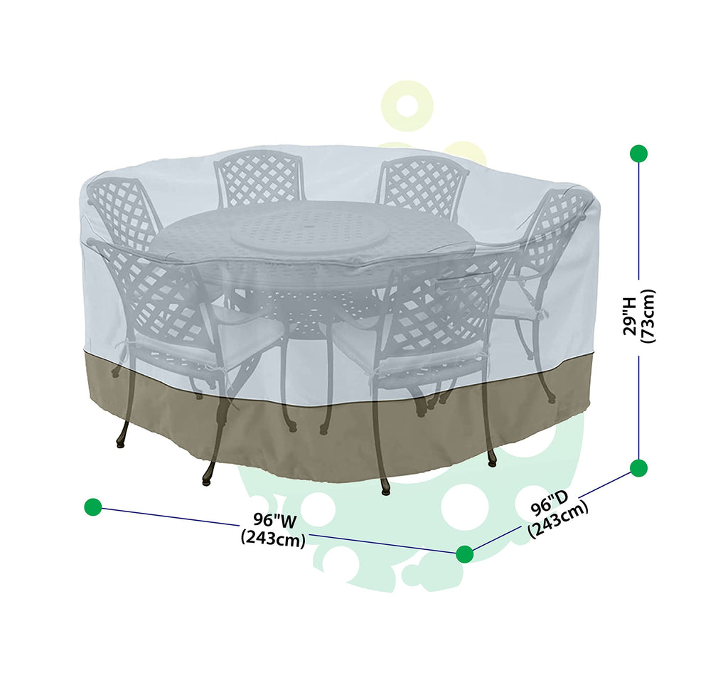 [] Medium 96 in. Round Patio Table with Chairs Cover 96L x 96W x 29H