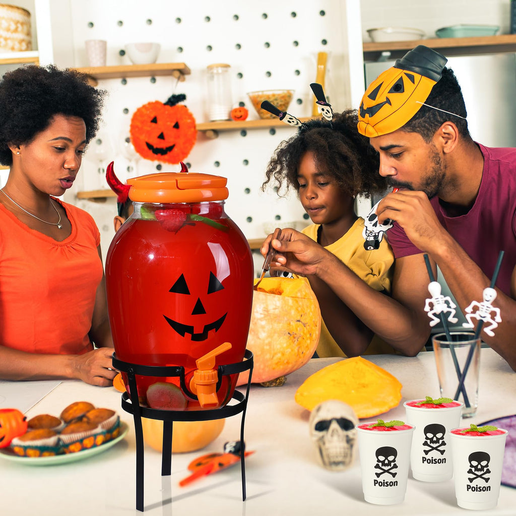 1 Gallon Halloween Drink Dispenser with Steel Stand and Lid, Grimace