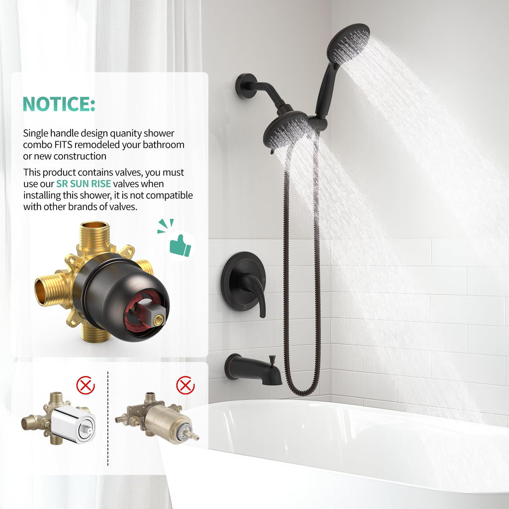Dual 2 in 1 Shower System with Tub Spout,Oil Rubbed Bronze