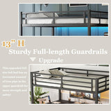 Full Metal Loft Bed with L Shaped Desk and Wardrobe, Heavy Duty Loft Bed Frame with Storage Stairs