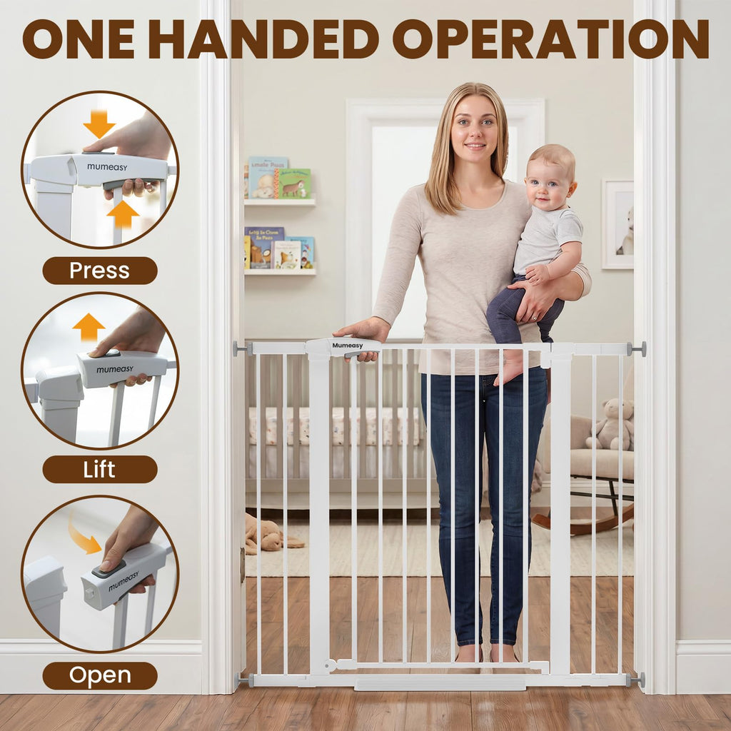 36" Extra Tall Baby Gate for Stairs, 29.7-43" Auto Close Dog Gate