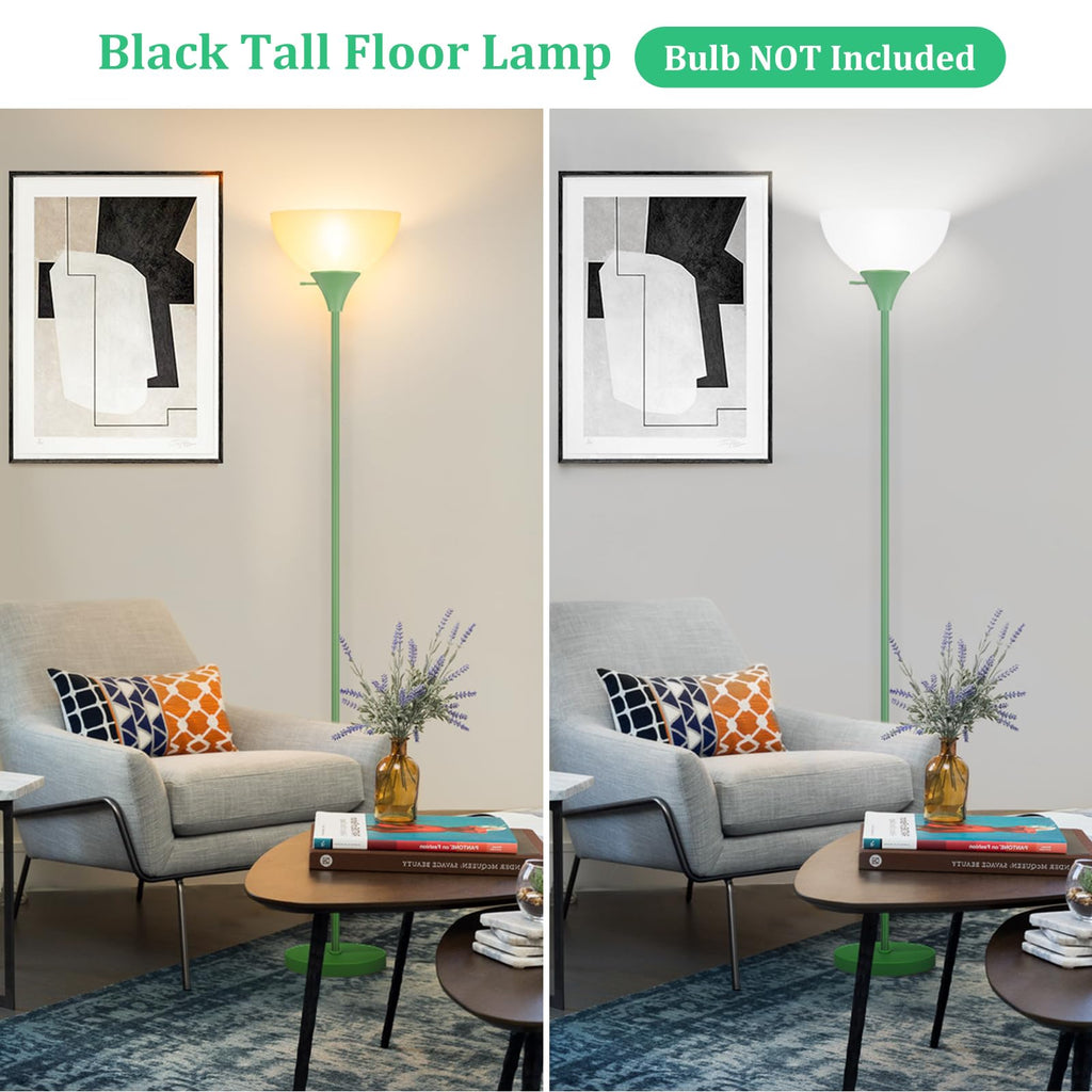 Floor Lamp, LED Standing Lamps with White Plastic Shade, Corner Floor Lights Bedroom, Rotary Switch, Bulb not