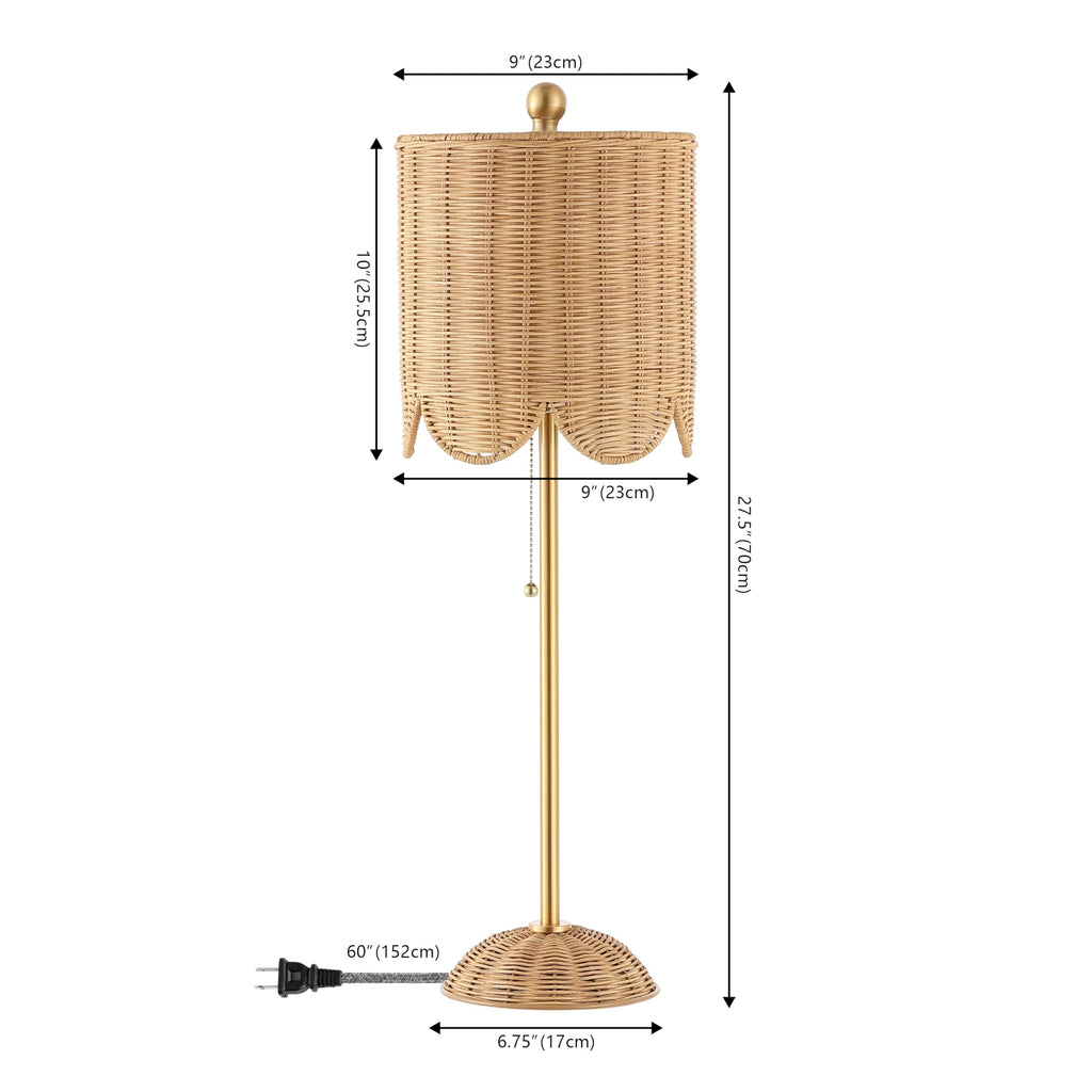 Celerie 27.5" Rattan Buffet Lamp, Natural/Brass Gold, Set of 2