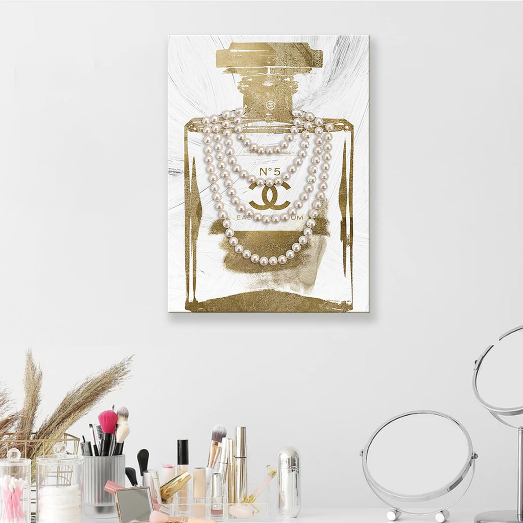 Vintage Perfume Bottle Canvas Wall Art Modern Luxury Posters Print Fashion Glam Poster Picture Make up Room Home