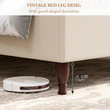 Queen Bed Frame Upholstered Platform Bed with 51" Tall Headboard Wingback, Soft Fabric