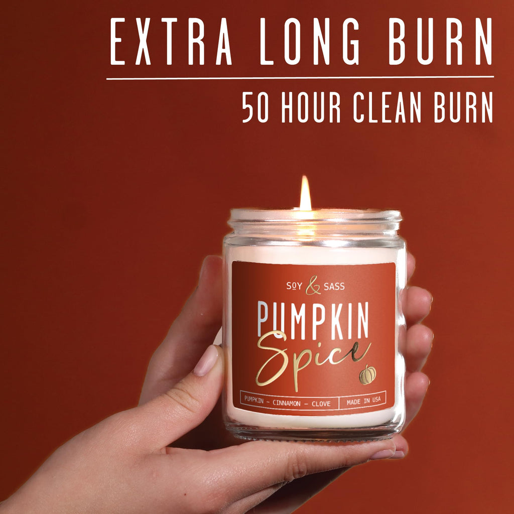 Pumpkin Spice Candle, Fall Candles - 'Pumpkin Spice' Pumpkin Candle I Infused w/Essential Oils I Autumn Scented Soy