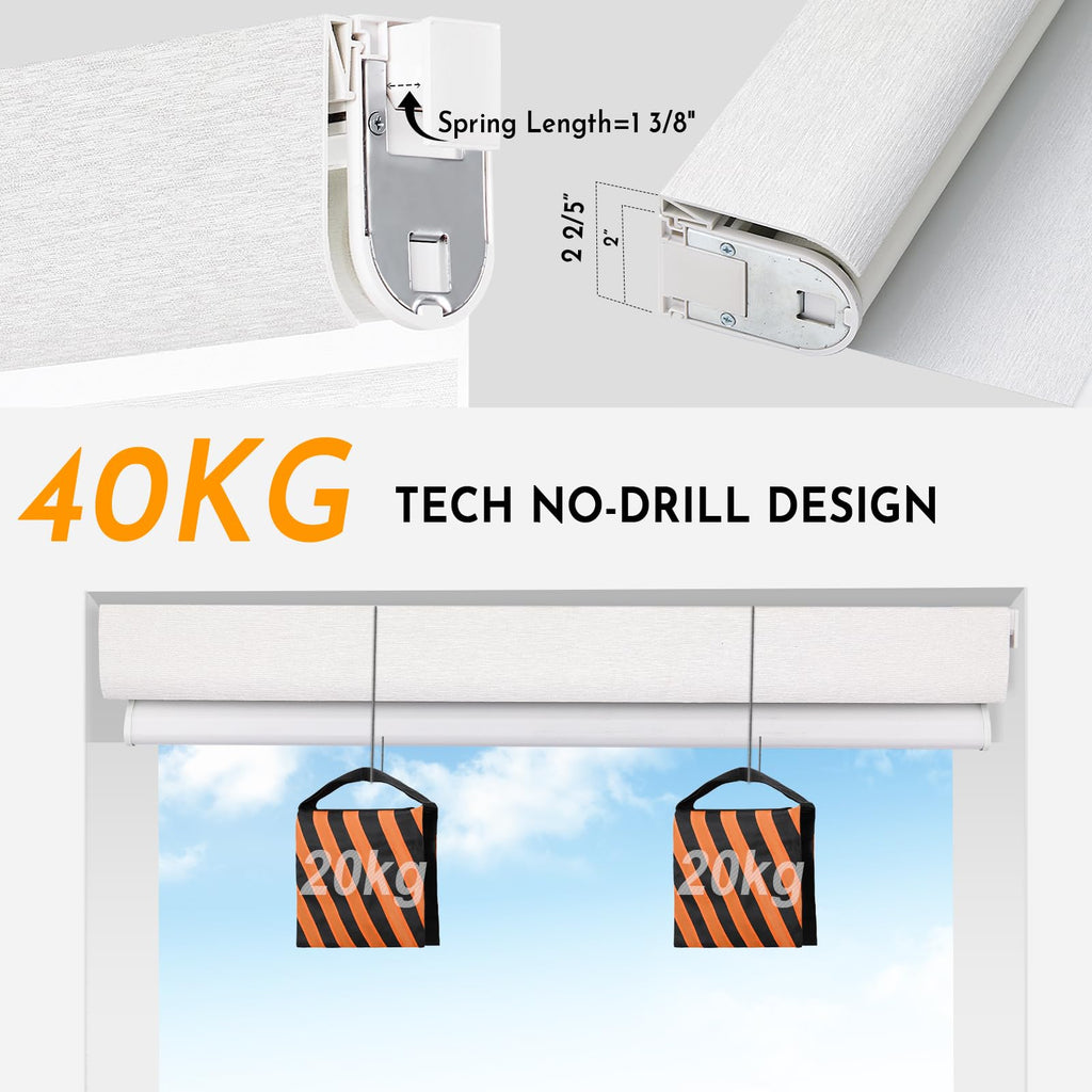 No Drill Motorized Zebra Blinds with Remote, Automatic 65% Blackout Smart Zebra Shades, Dual Layer Privacy, Linen