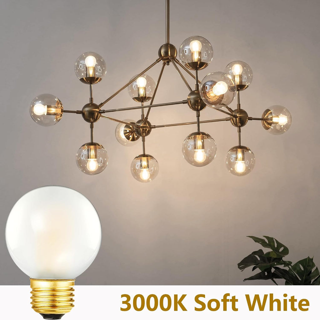 Dimmable E26 Edison Bulb G16.5 Frosted LED Bulb 40W Light Bulb,3000K