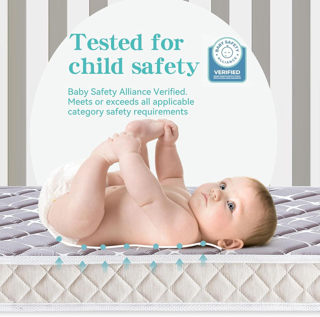 Premium Hypoallergenic Baby Crib Mattress and Toddler Mattress - 52" x 27.6" x 5" - Breathable - Firm Soft - Fits