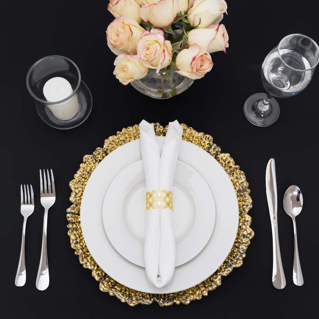 Floral Rim Glass Charger Plate | Service Plate for Parties, Dinner, Weddings, Quinceaneras and Events | 13 inch
