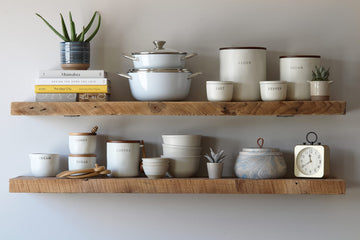 Deep Floating Shelves | Reclaimed Barn Plank Deep Floating Shelves with Low Profile Brackets | High Weight Capacity