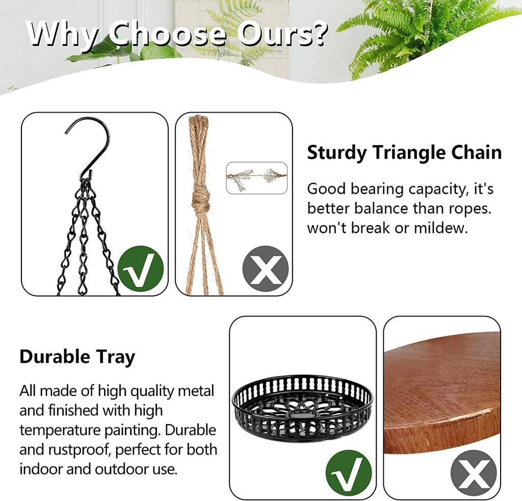 2 Tier Hanging Planters for Indoor Outdoor Plants, Metal Plant Hanger, 2pack