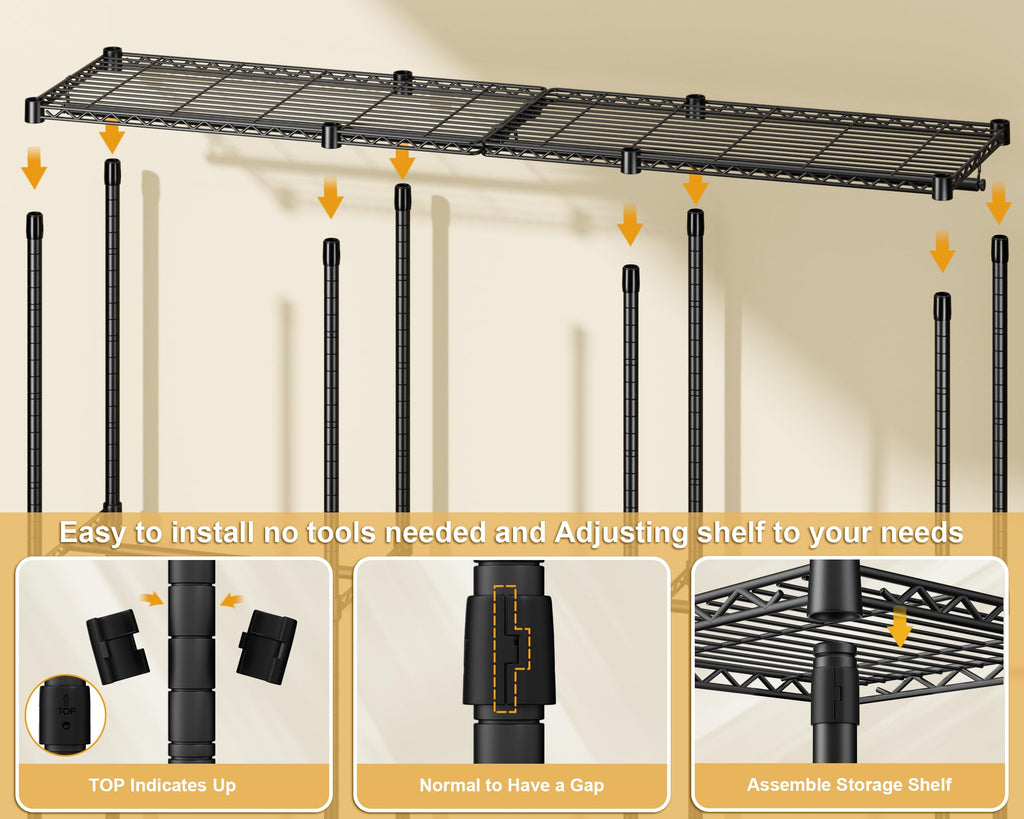 E14C Pro Heavy Duty Closet Organizer System, Freestanding Clothing Racks for Hanging Clothes, Adjustable Garment Rack