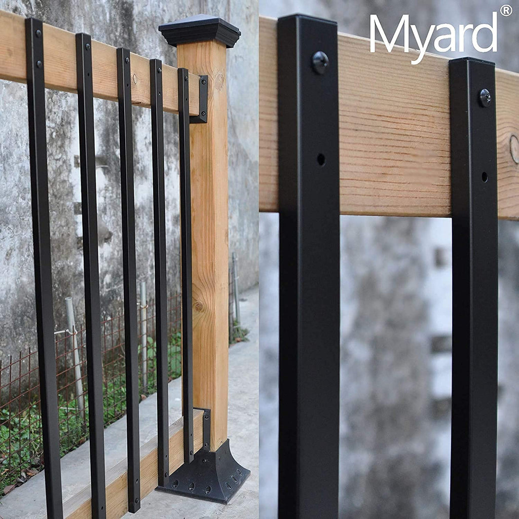 32-1/4'' Traditional Rectangular Iron Deck Balusters, Matte Black