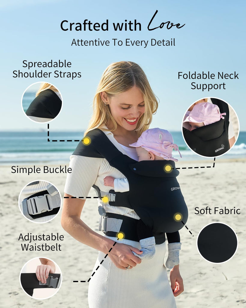 Newborn Carrier, Ergonomic, Cozy Baby Carrier, Black