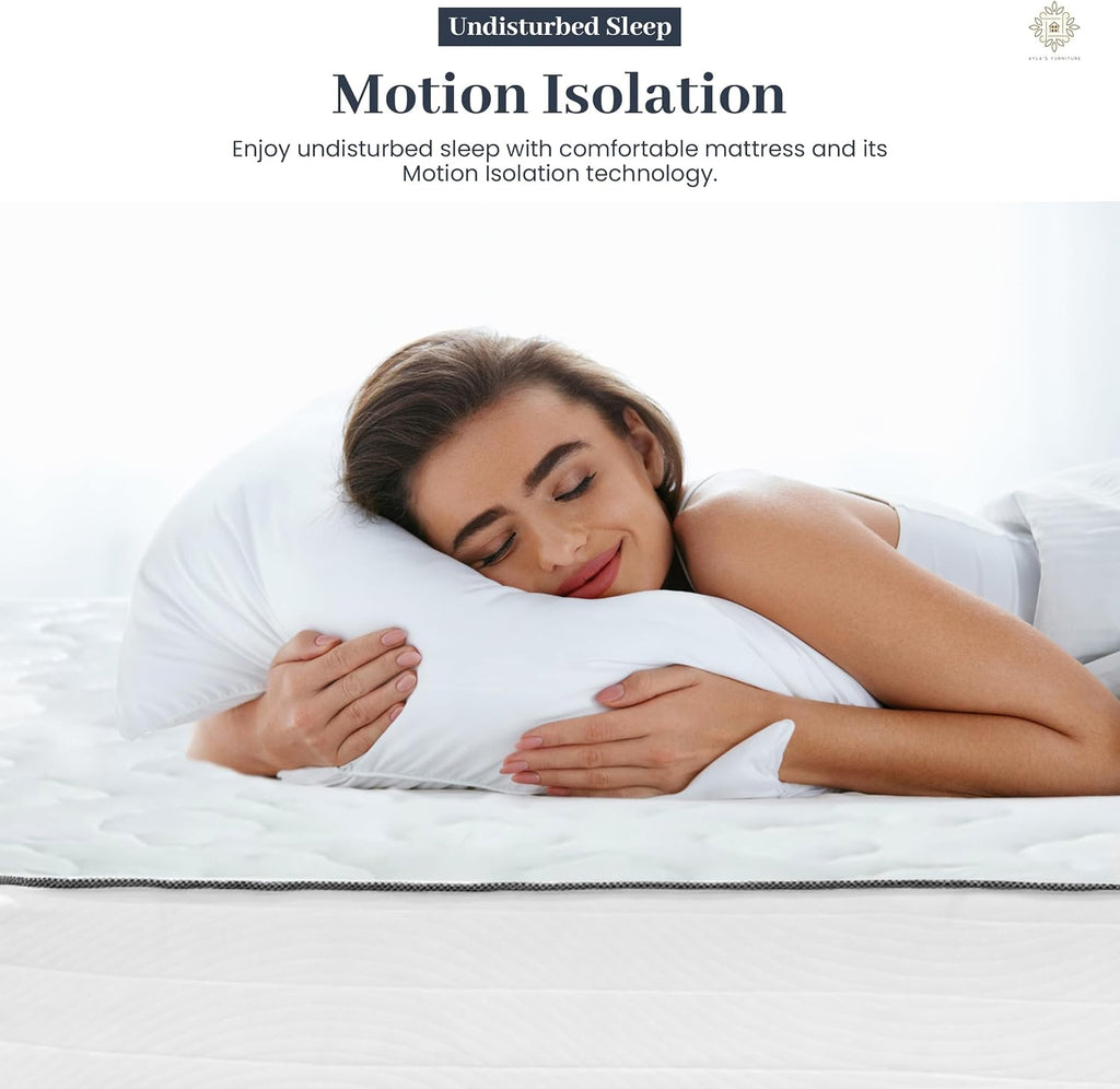 California King Mattress 10 Inches White - Pocketed Coil Euro Top Cool Memory Foam Hybrid Mattress Breathable Cover