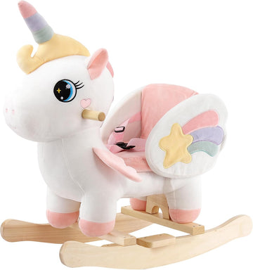 Unicorn Baby Rocking Horse, Rainbow Fairy Unicorn Rocking Horse for Toddlers 6 Months to 3 Years, Stuffed Ride-on