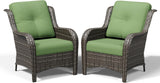 Joyside Patio Chairs Set of 2, Wicker Patio Furniture with High Back, Deep Seating, Wide Armrest, Thickened Cushions