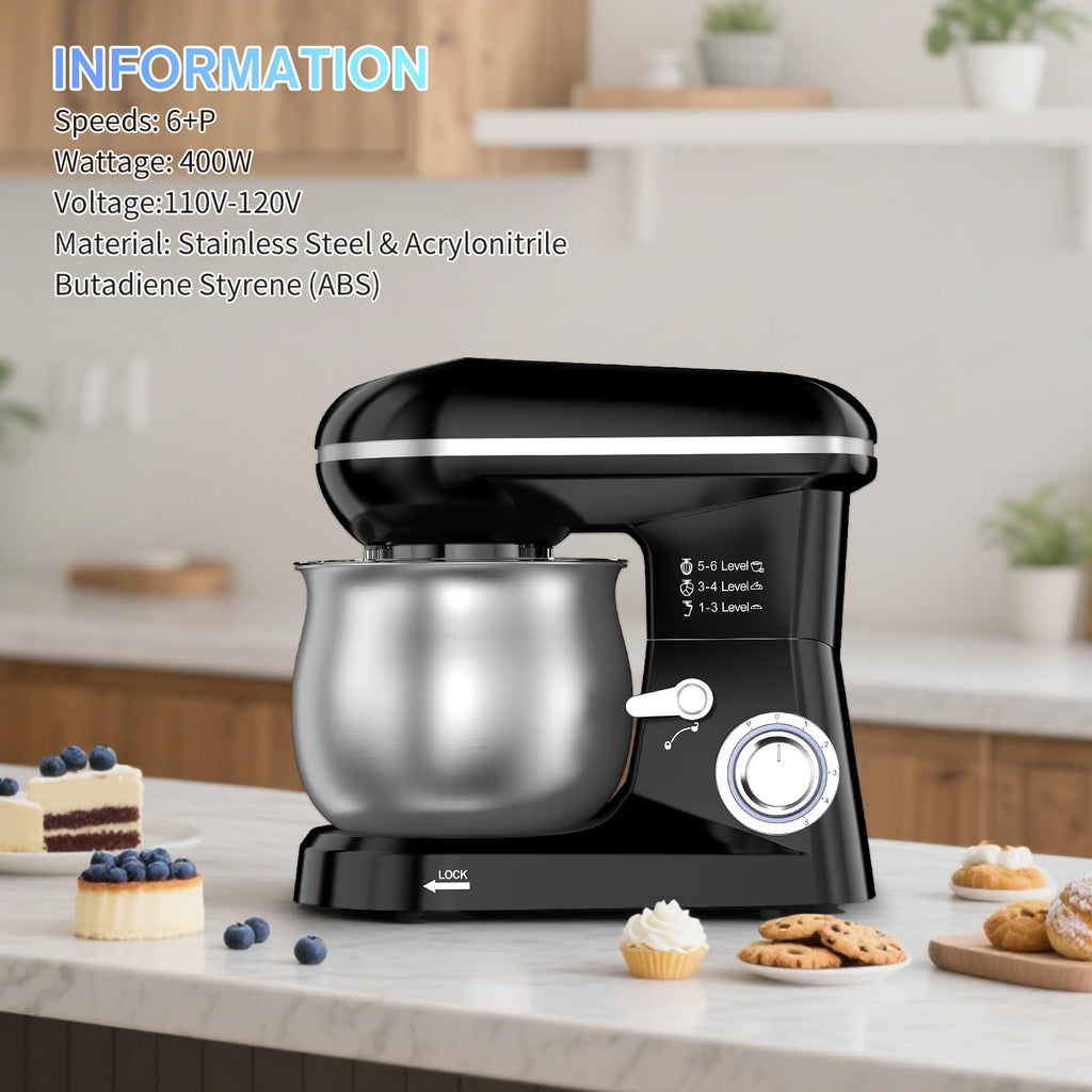Electric Stand Mixer with 5.3 Quart, Cake Mixer with Stainless Steel Bowl and Stand, Kitchen Mixer Tilt-Head Design