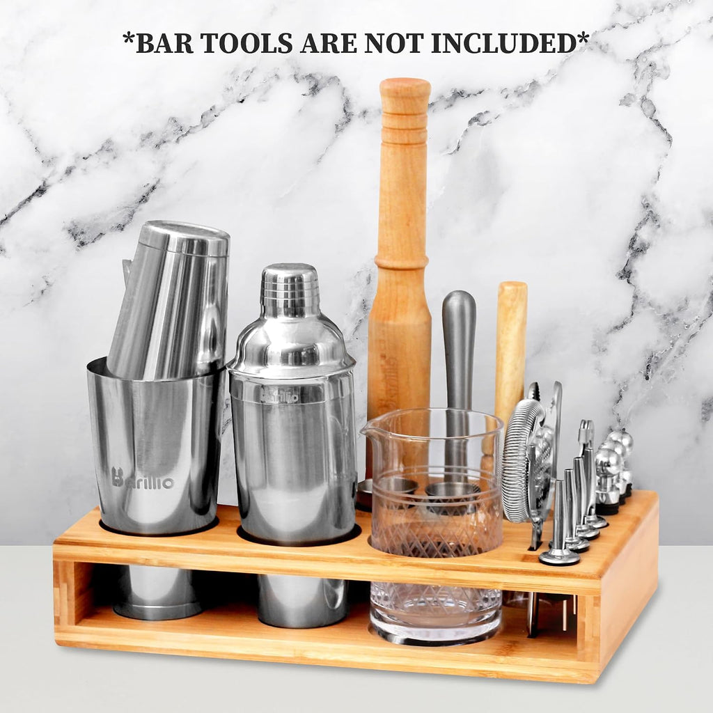 Bamboo Stand for Bartender Kit Storage (Bar Tools are Not Included) | Cocktail Shaker Set Wood Holder | Perfect Match - Set of 3