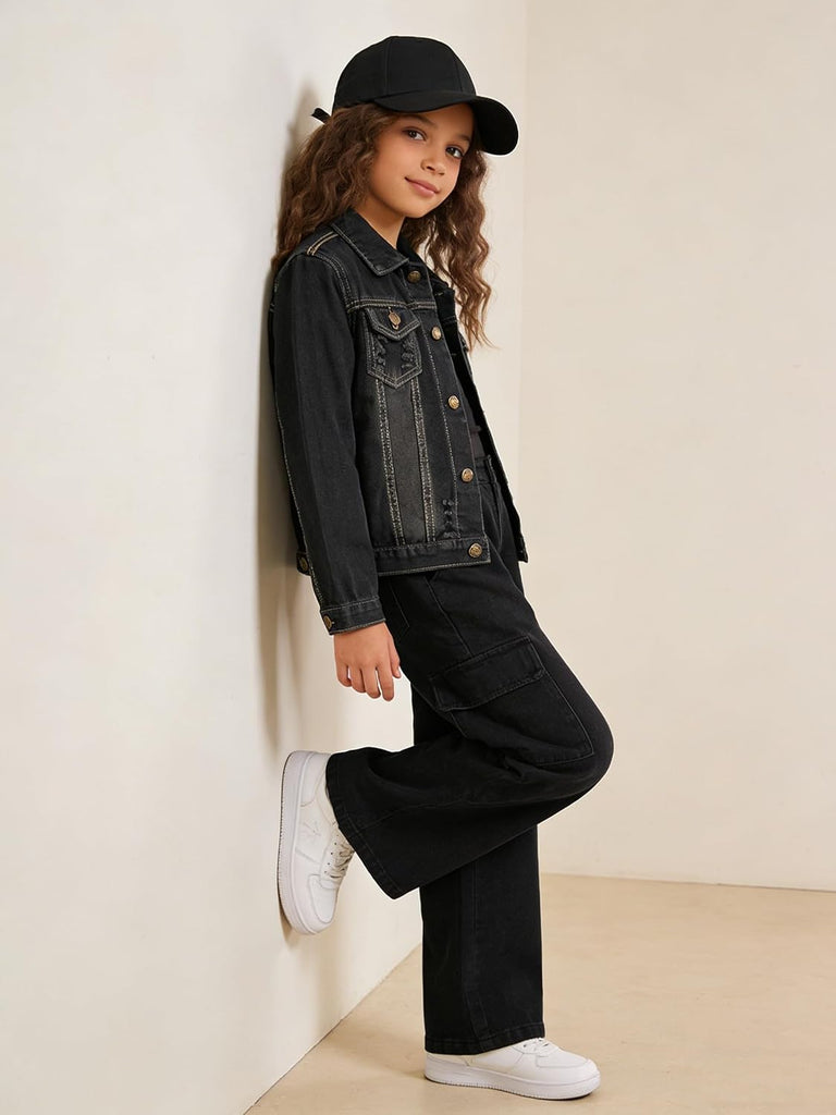 Girls Jean Jacket Long Sleeve Denim Jacket
