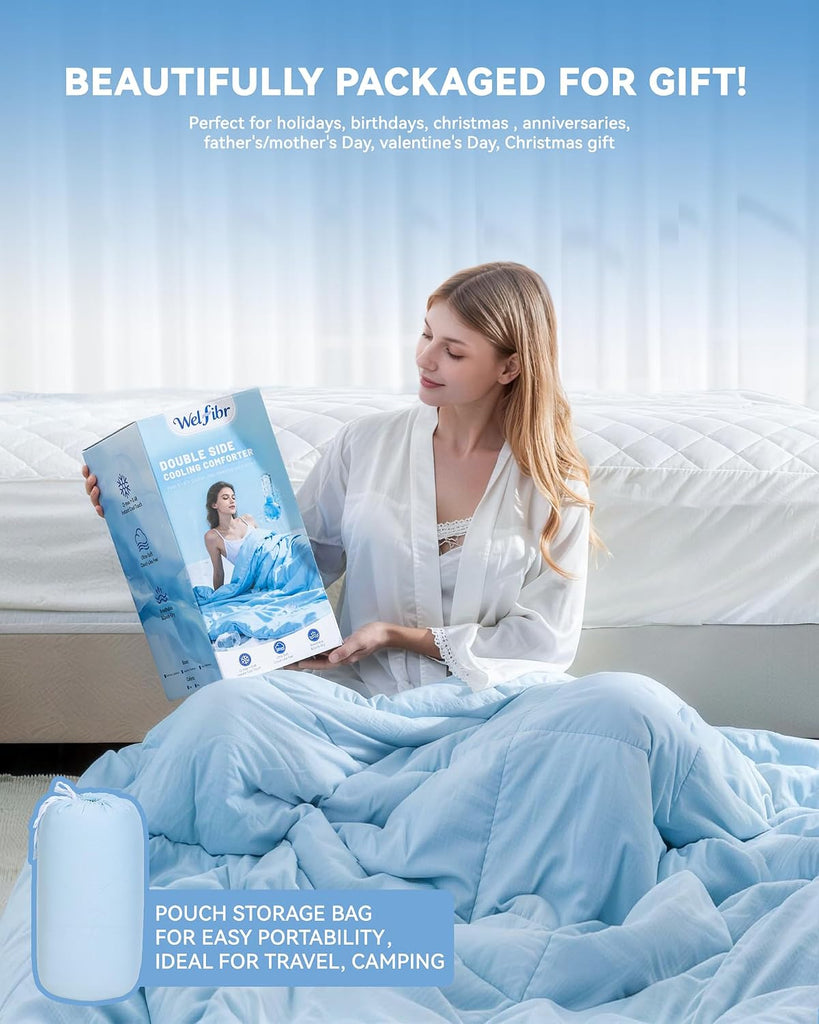 Cooling Comforter Double Sided Cooling Blankets for Hot Sleepers Silky Soft Nylon Spandex Summer Comforter Q-Max 0.48