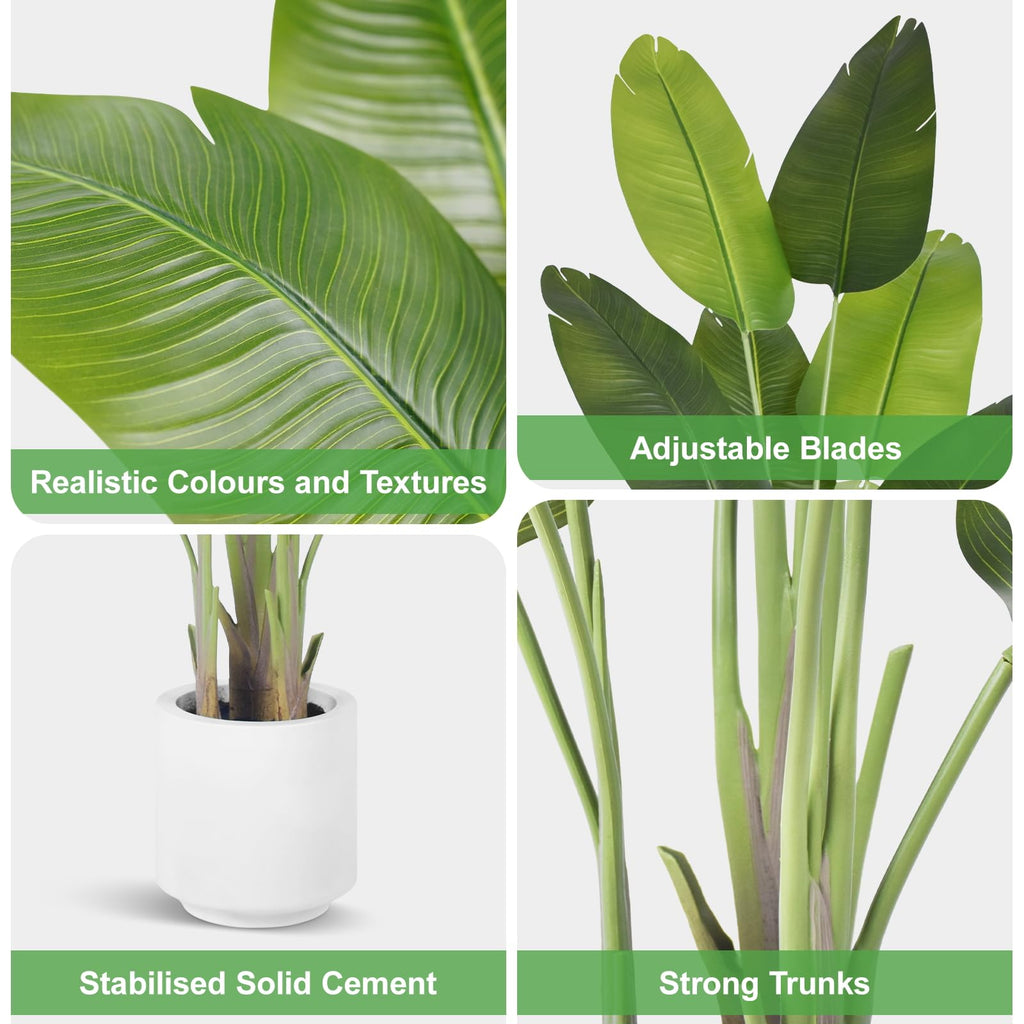Artificial Bird of Paradise Plant 6Ft Tall Fake Tropical Palm Tree Large Fake Plants with 13 Silk Banana Leaves Faux