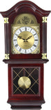 Bedford Clock Collection Antique Mahogany Cherry Oak Chiming Wall Clock with Roman Numerals, 26" L